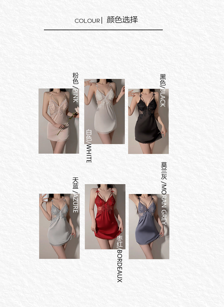 DZ Magnificent Summer Plus Size Nightdress with Chest Pads, Gathered Backless Strap Nightgown, Robe, Women's Homewear Set4372