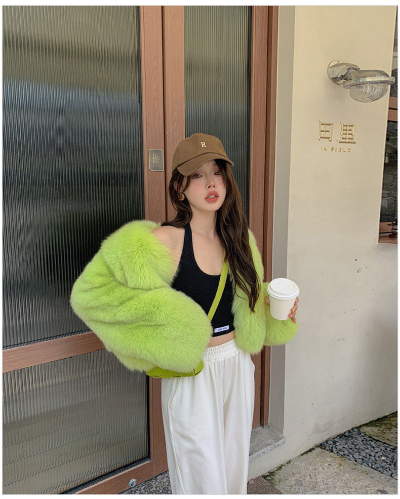 European Style Mink Fur Coat for Petite Women Eco-Friendly Fox Fur Short Fur Coat Fur Sweater