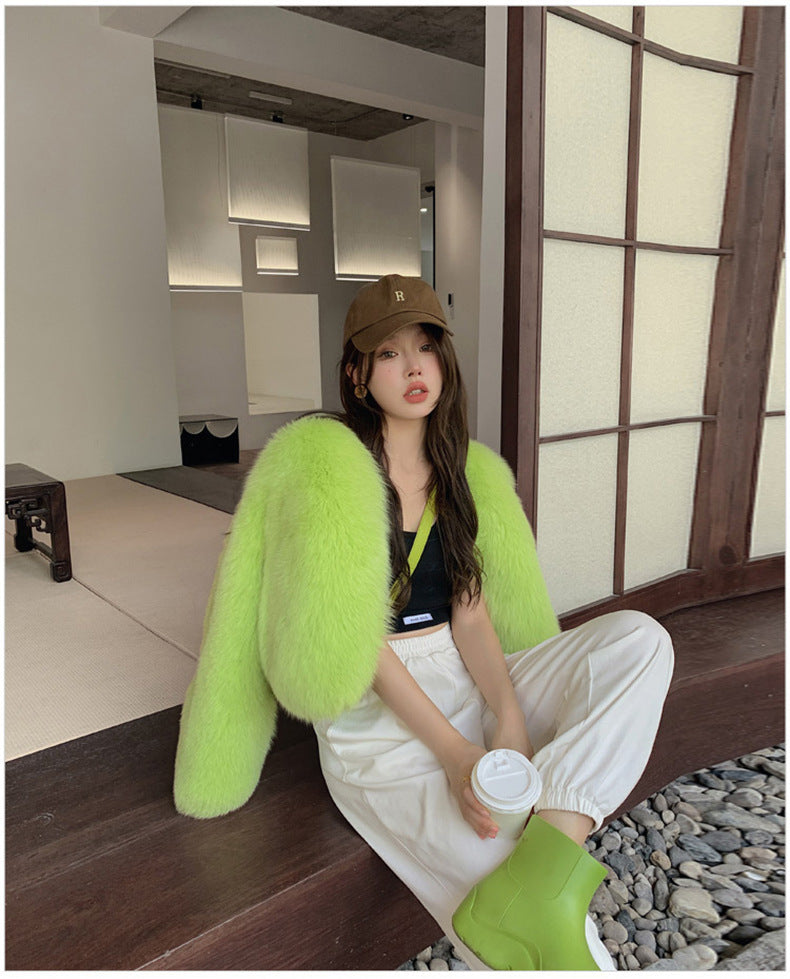 European Style Mink Fur Coat for Petite Women Eco-Friendly Fox Fur Short Fur Coat Fur Sweater