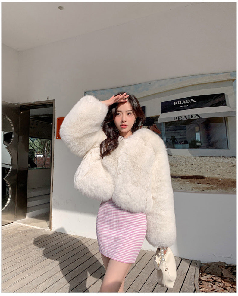 European Style Mink Fur Coat for Petite Women Eco-Friendly Fox Fur Short Fur Coat Fur Sweater