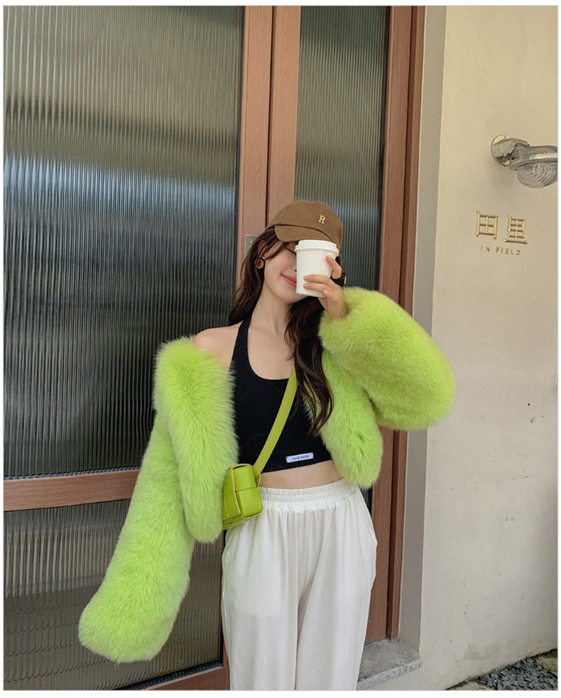 European Style Mink Fur Coat for Petite Women Eco-Friendly Fox Fur Short Fur Coat Fur Sweater
