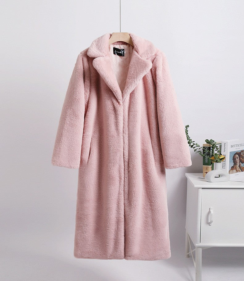 Long rabbit fur mink fur coat padded autumn and winter coat